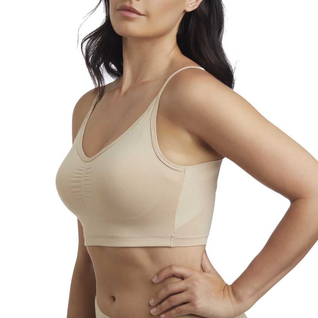 Naomi & Nicole Cropped Cami  Wire Free Bra-   Black and Warm Beige