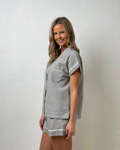 Load image into Gallery viewer, Linens Unlimited Short PJ Set - Pinstripe (Grey)
