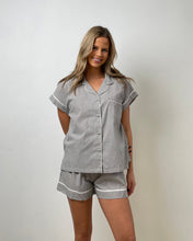 Load image into Gallery viewer, Linens Unlimited Short PJ Set - Pinstripe (Grey)
