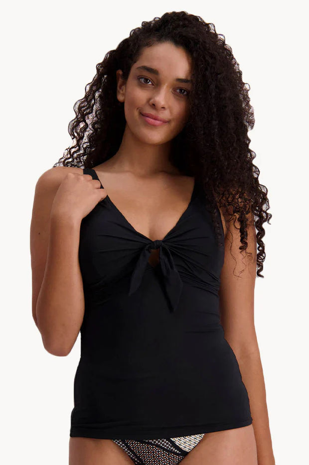 Moontide M3790CN  Underwire Tie Front TANKINI - Black