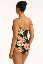 Load image into Gallery viewer, Sea Level Juniper Cross Front Multifit One Piece Swimsuit (Black Floral)
