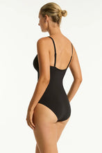 Load image into Gallery viewer, Sea Level Essentials Tie Front DD/E One Piece Swimsuit (Black)
