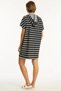 Sea Level Terry Surf Poncho Black & White Stripe