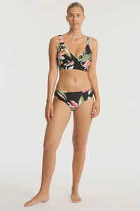 Sea Level Sundown  Cross Front Multi Fit Bikini Top (Black Multi)