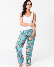 Load image into Gallery viewer, Floressents Pyjama Lounge Pants- Spring Bloom (Turquoise) (Sky Blue)(Natural)
