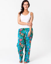 Load image into Gallery viewer, Floressents Pyjama Lounge Pants- Spring Bloom (Turquoise) (Sky Blue)(Natural)
